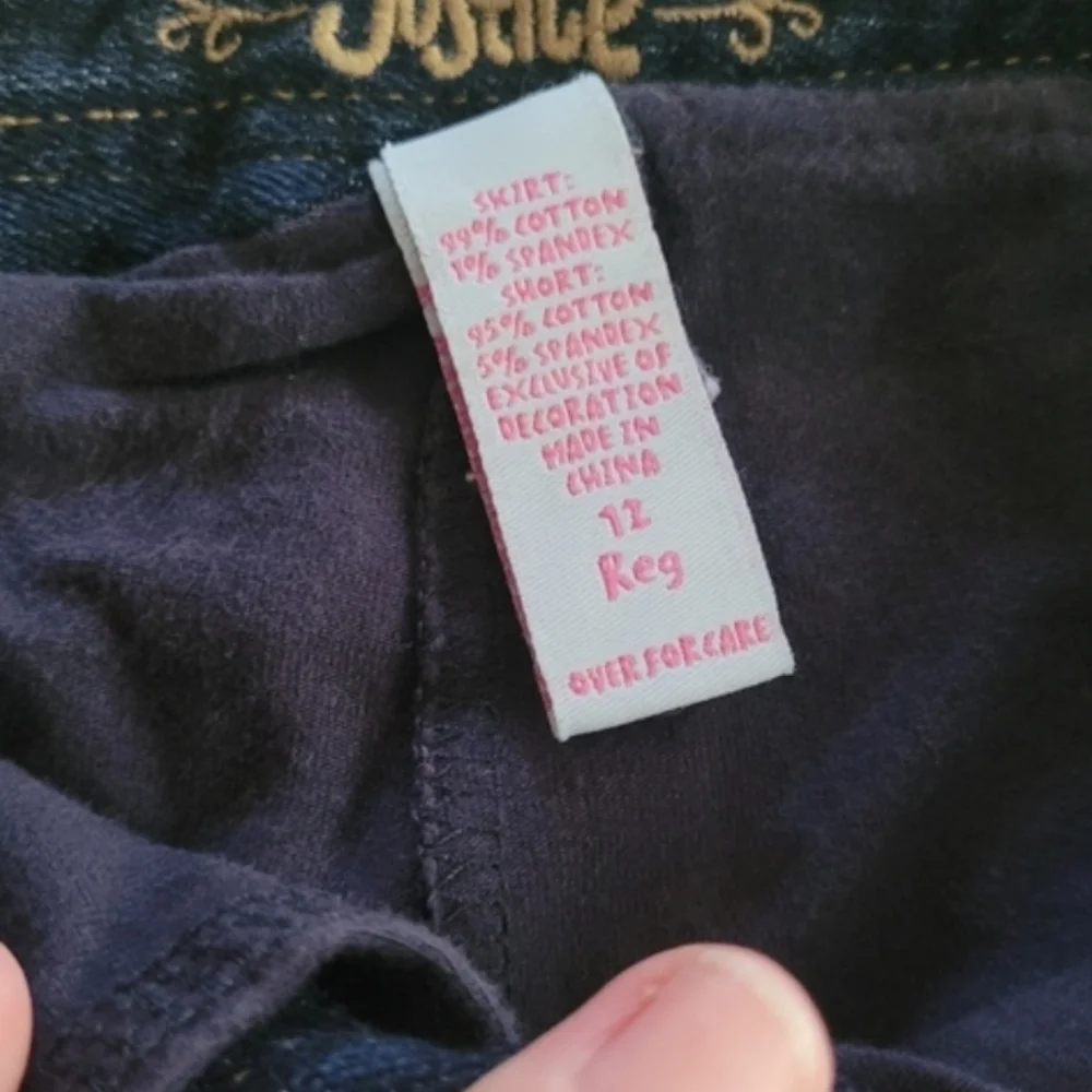 Justice Blue Denim Raw Edge Distressed Mini Skirt Size 12 Regular Girls